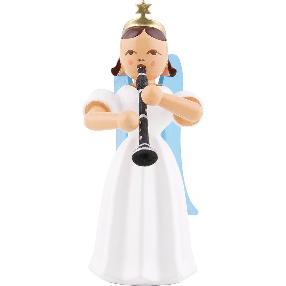 Blank Kunstgewerbe Dekofigur Faltenlangrockengel mit Klarinette, farbig (6,6cm) von Blank Kunsthand