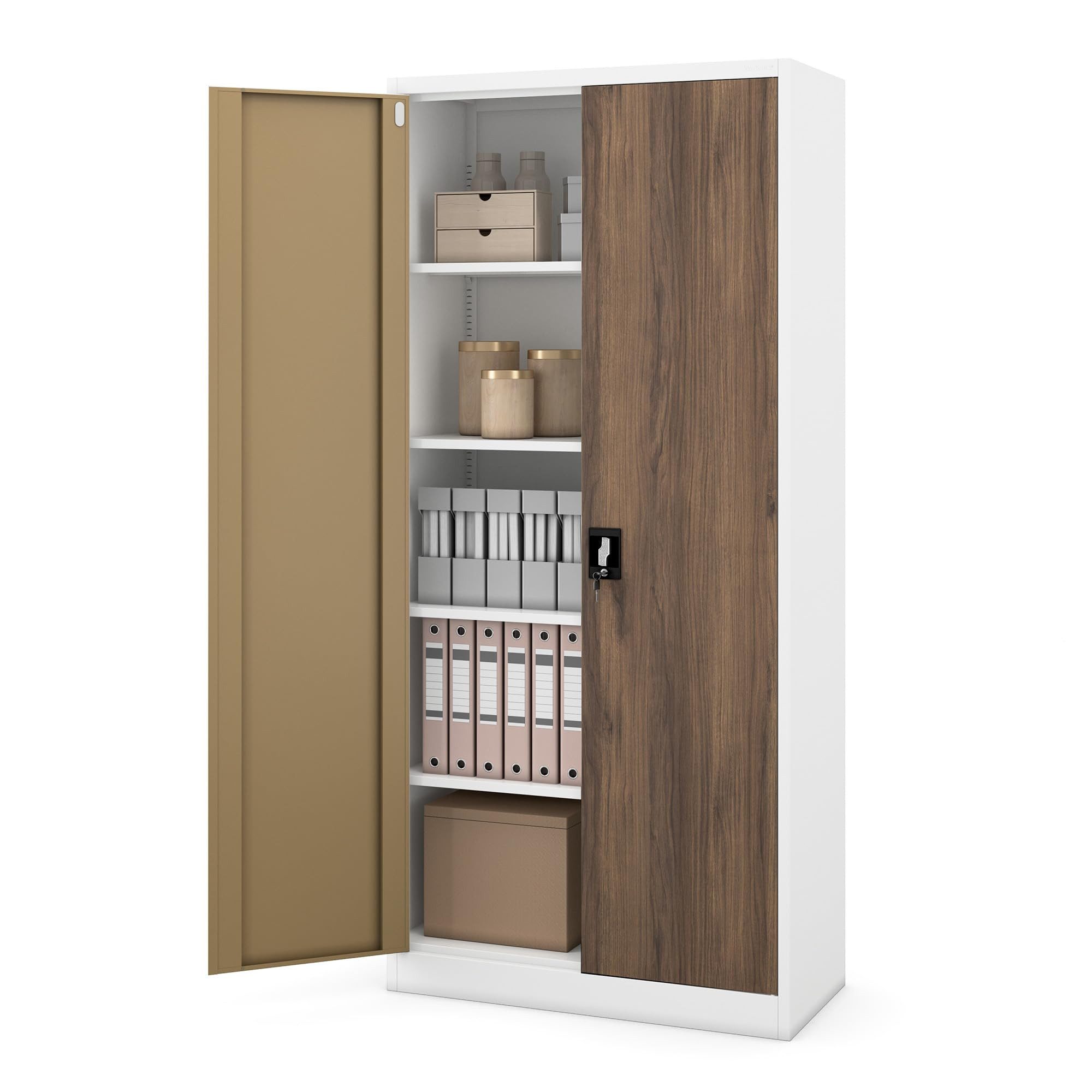 Jan Nowak Aktenschrank Metall Büroschrank abschließbar 90 cm JAN H 4 Böden Stahl (Ordnerschrank Aktenschrank Büro Kanzlei Praxis Sozialraum, Kaltwalzstahl 0,6 mm 195 x 90 x 40 cm Wandmontage 50 Ordner) Schloss 2 Schlüssel robust langlebig 17 Farben