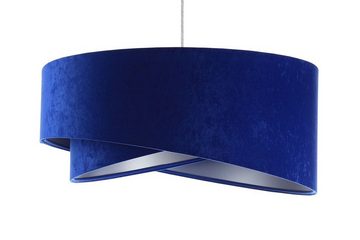Licht-Erlebnisse Pendelleuchte MADAN, ohne Leuchtmittel, Wohnzimmer in Weiß Kobaltblau Silber E27 D: 50 cm Stoff Metall Modern
