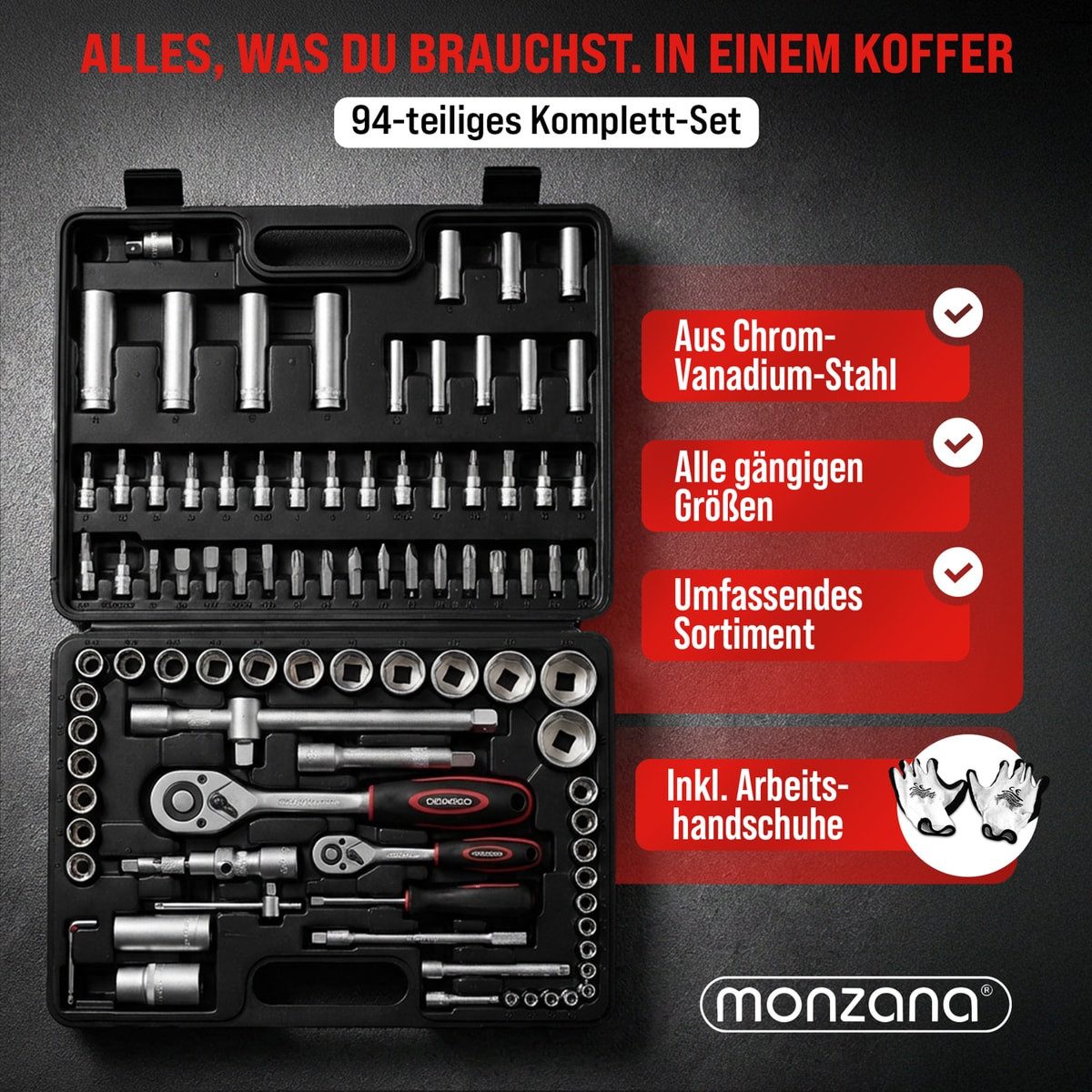 monzana Werkzeugkoffer, Praktisches und mobiles Werkzeugset