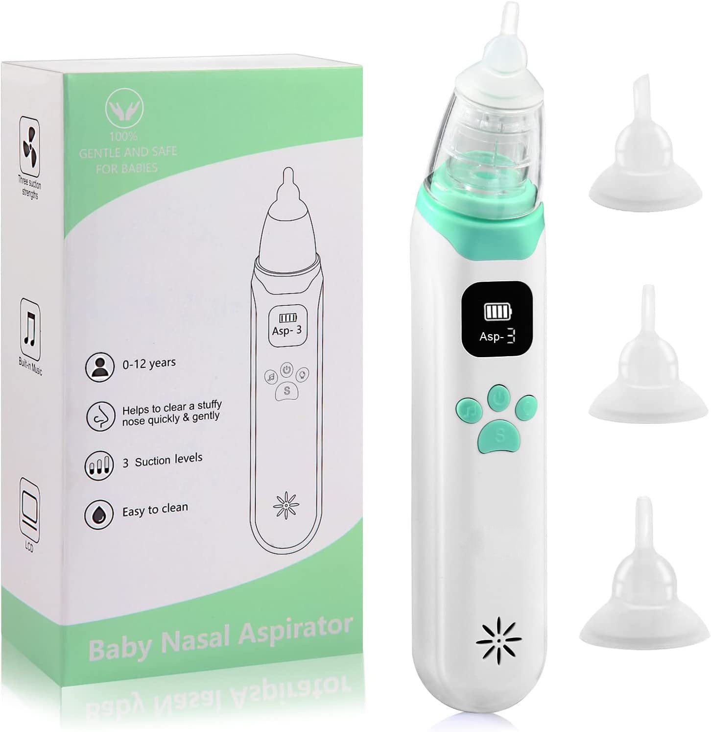 Comfy Mate Аспіратори Baby Elektrisch Kinder Staubsauger Nose Cleaner USB-Aufladung, Nasal Aspirator 3 Saugstärken 3 Größen Tip Säuglinge/Kleinkinder