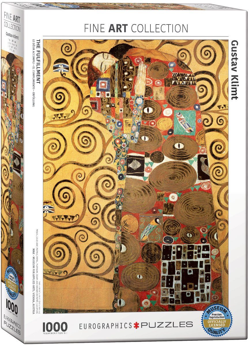 empireposter Puzzle Gustav Klimt - Die Erfüllung - 1000 Teile Puzzle im Format 68x48 cm, Puzzleteile