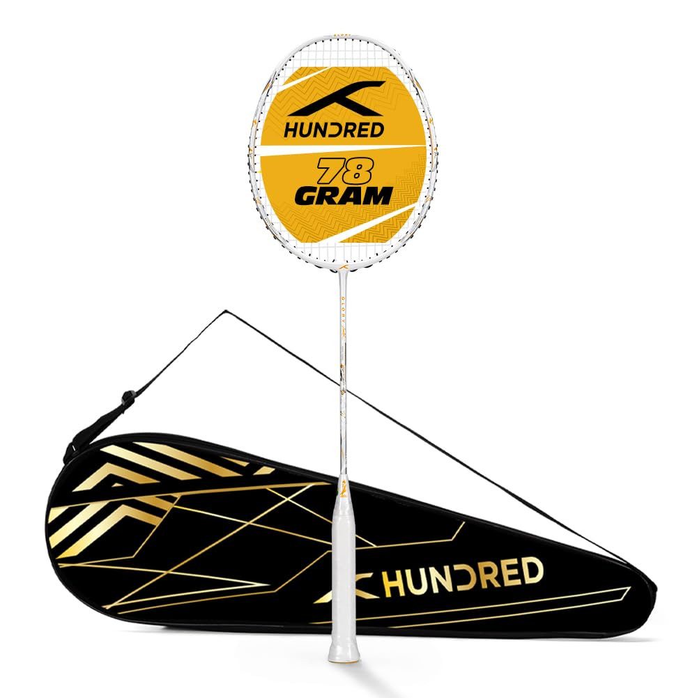 hundred Badmintonschläger Glory Limited Edition bespannter Badmintonschläger Standardgröße, (Einzelschläger, Packungsinhalt: 1 Badmintonschläger mit Vollhülle), Unisex, mit kompletter Schlägerhülle