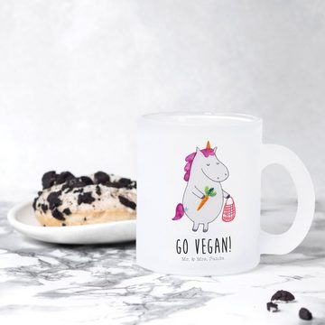 Mr. & Mrs. Panda Teeglas Einhorn Vegan - Transparent - Geschenk, Pegasus, Einhorn Deko, Teetas, Premium Glas, Edler Aufdruck