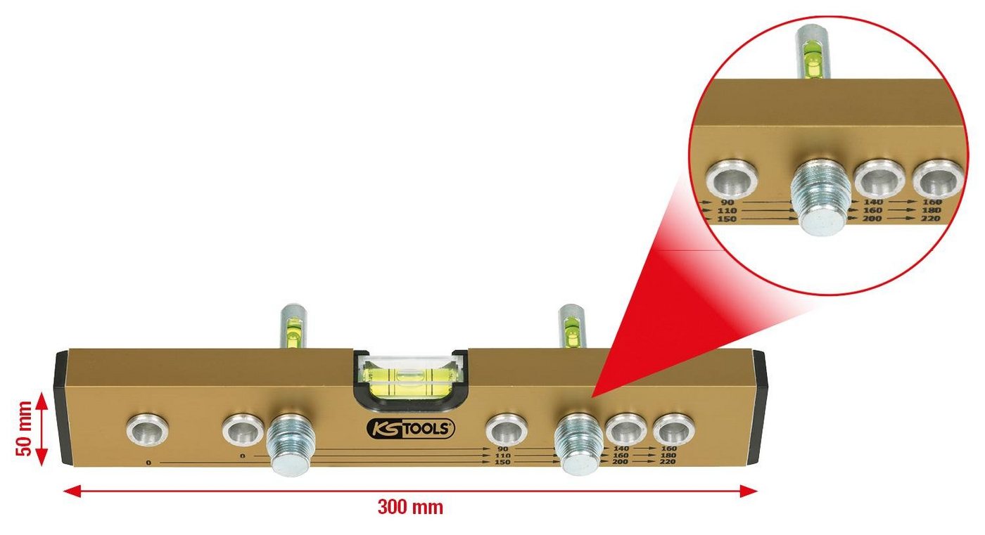 Thumbnail - KS Tools Wasserwaage Normabstandswasserwaage / Montage-Anschluss-Lehre, 300 mm