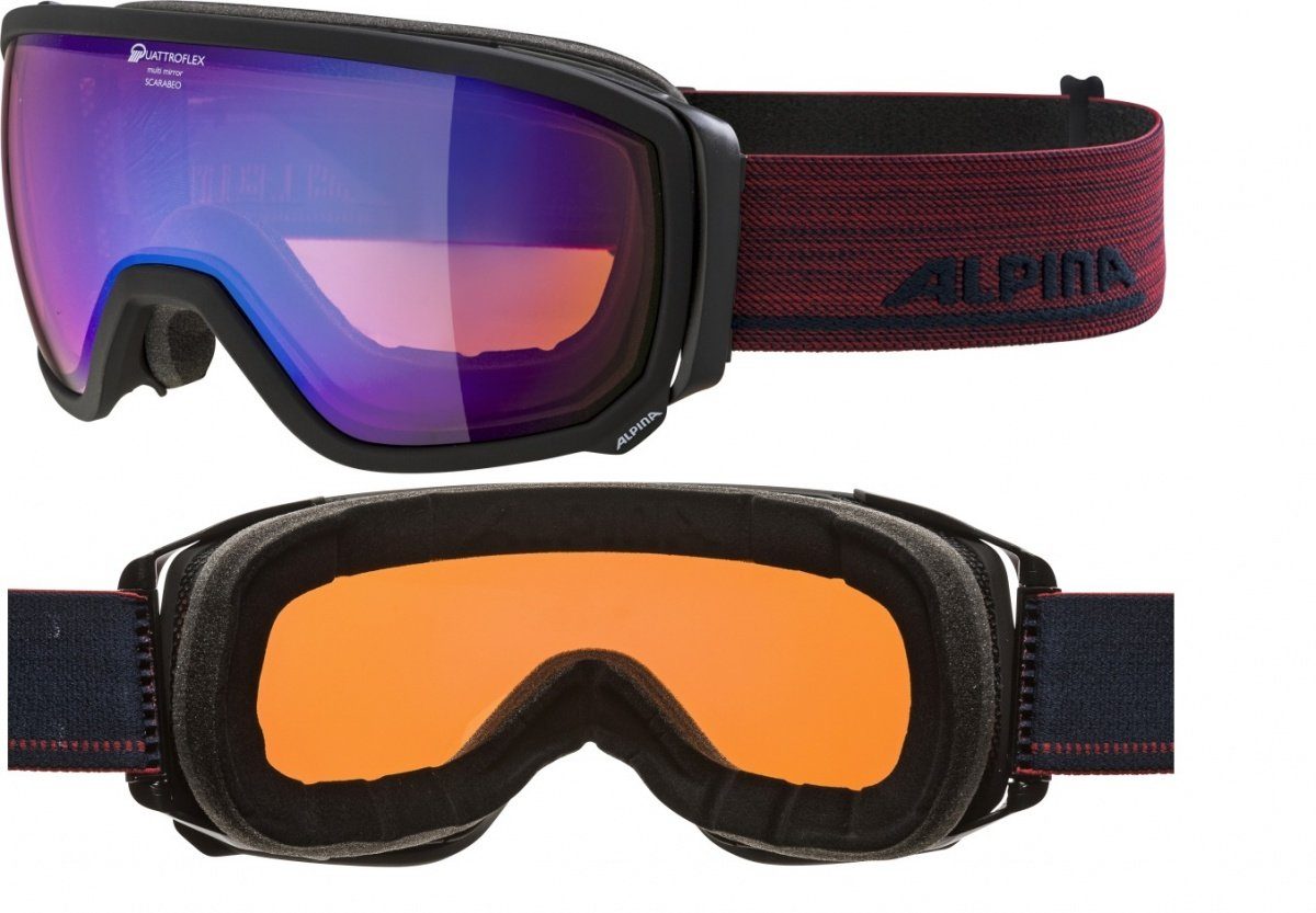 Alpina Sports Skibrille Alpina Scarabeo QMM Skibrille Snowboardbrille black matt QMM blue