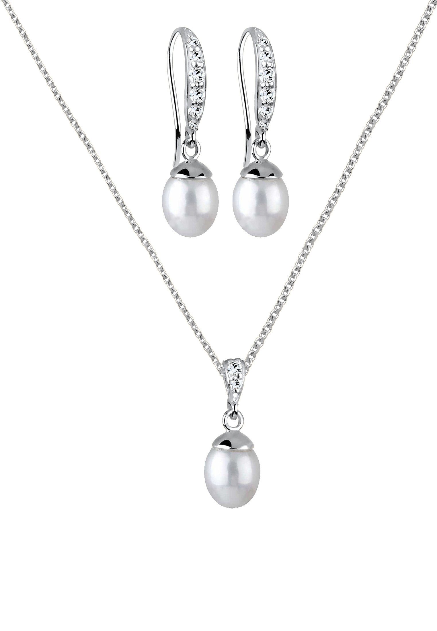 Elli Schmuckset Elegant Perle Kristalle 925 Silber