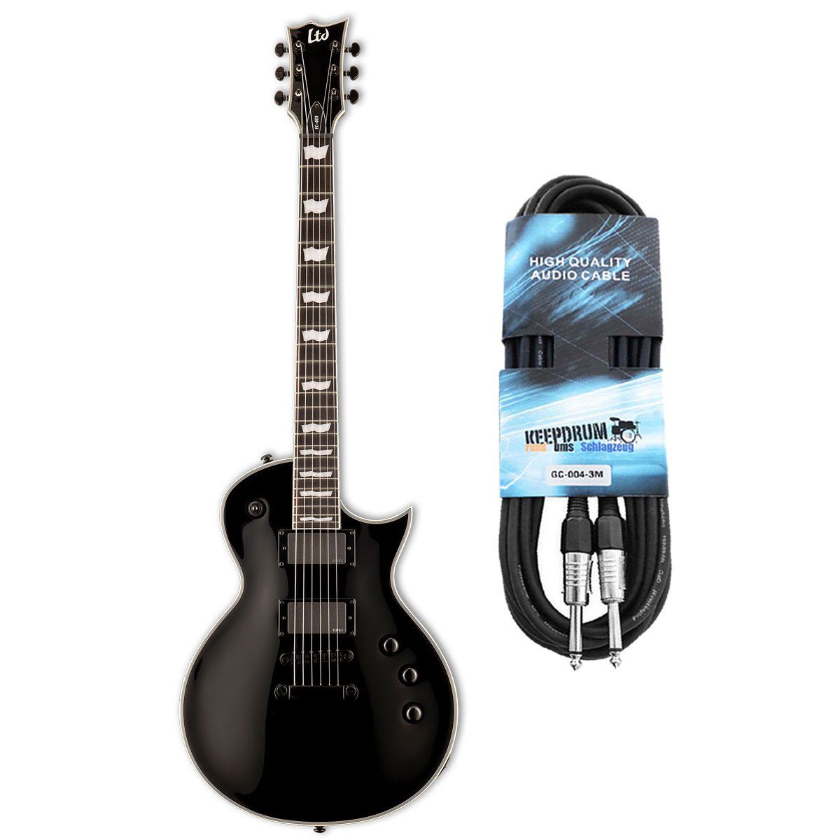 E-Gitarre ESP LTD EC-401BK E-Gitarre Schwarz mit Kabel