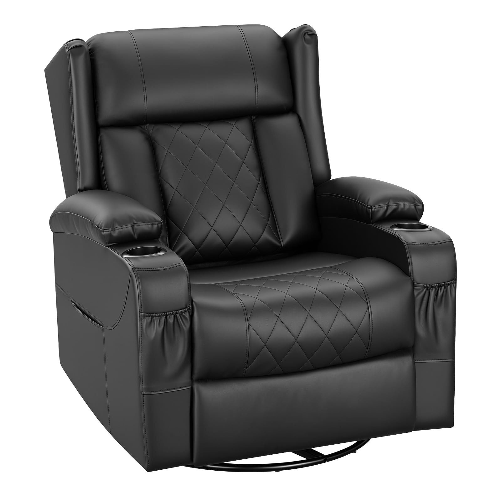 Woltu Relaxsessel, Fernsehsessel mit Liegefunktion,mit Tasche, 360° drehbar, PU