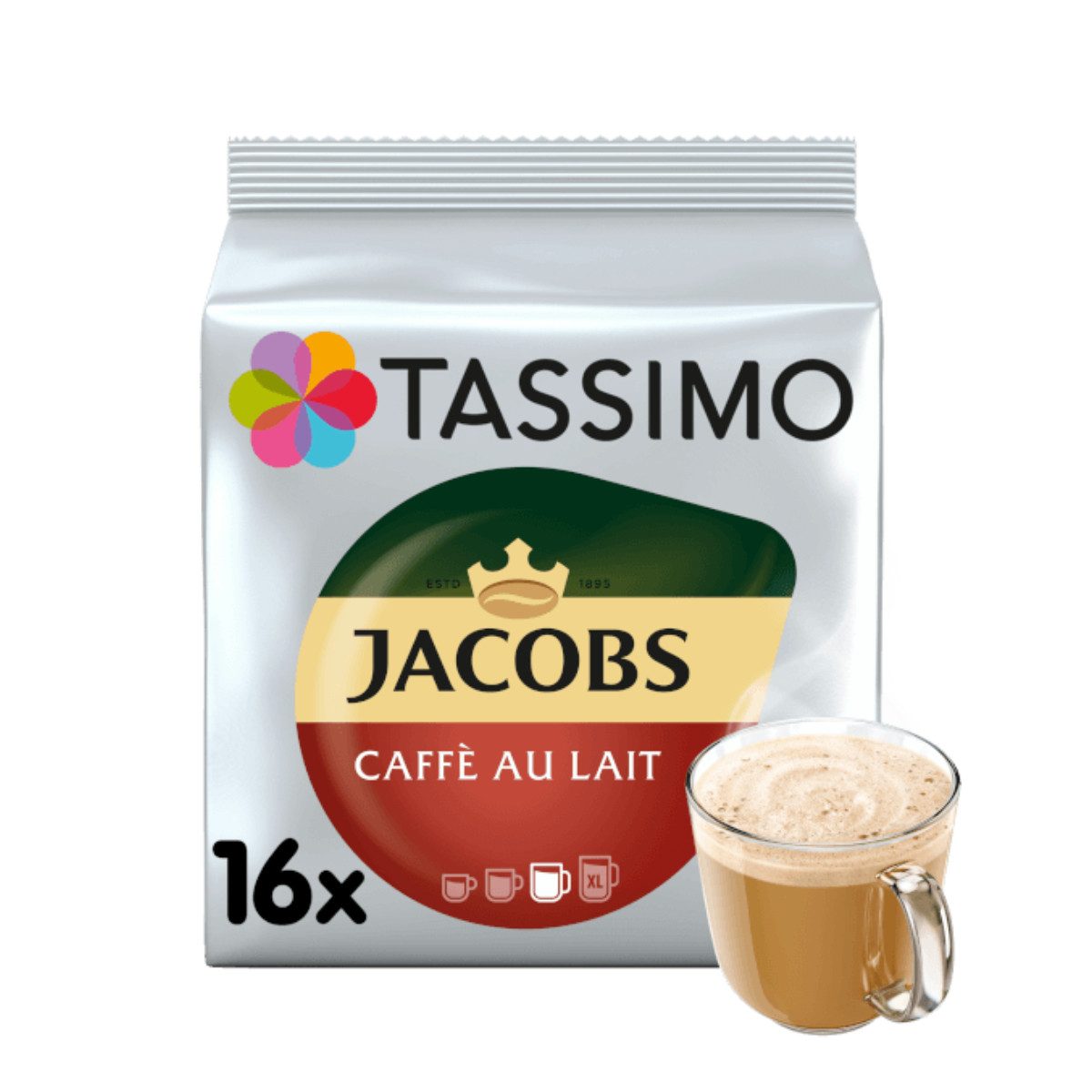 TASSIMO Kaffee, Tassimo Jacobs Café au lait classico Kaffee und Milch 16 T Discs 184g