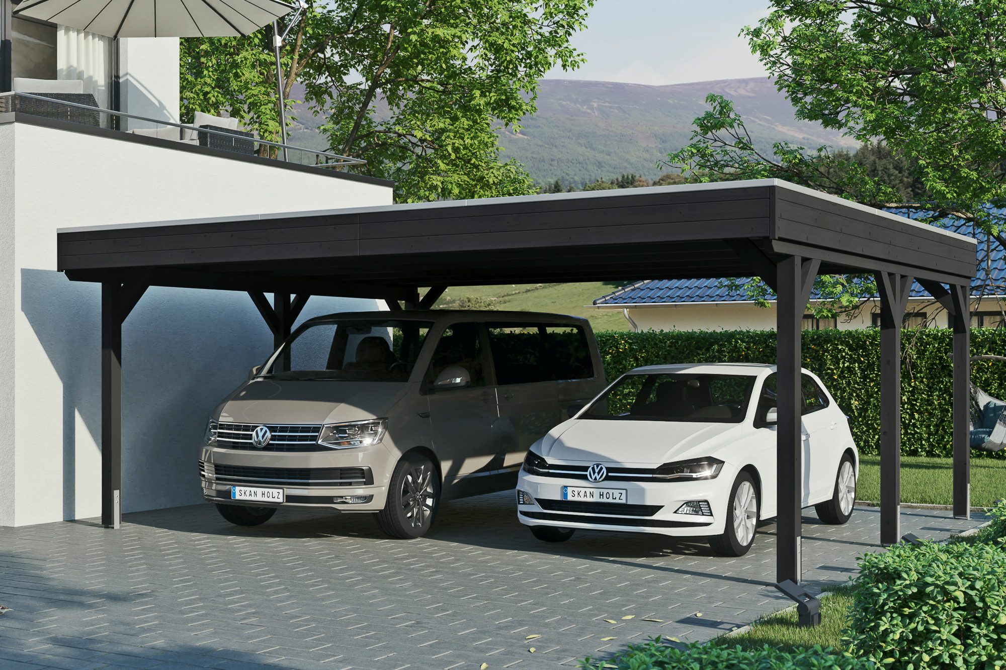 Skanholz Doppelcarport Grunewald, BxT: 622x554 cm, 255 cm Einfahrtshöhe