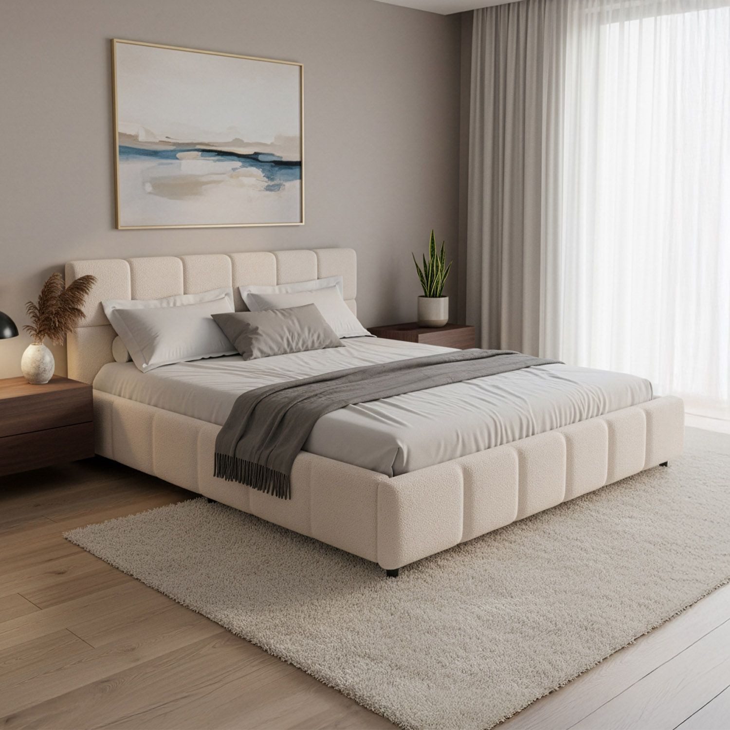 Juskys Polsterbett Florenz, Bubble Design, bis 500 kg belastbar, Pflegeleicht mit Polsterung