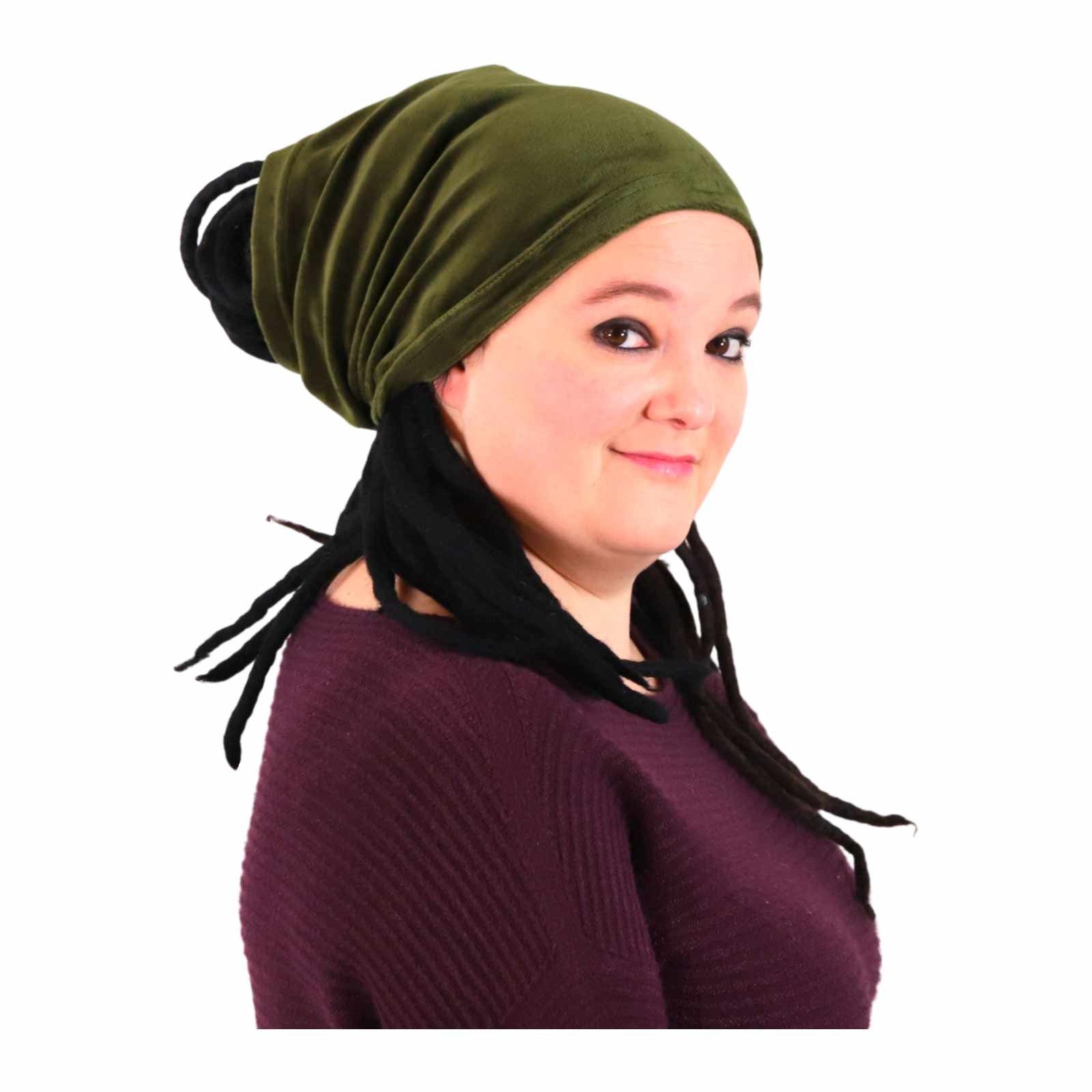KUNST UND MAGIE Schlupfmütze Samt Loop Schal Dreadtube Multifunktionstuch Schlauchschal Kopftuch