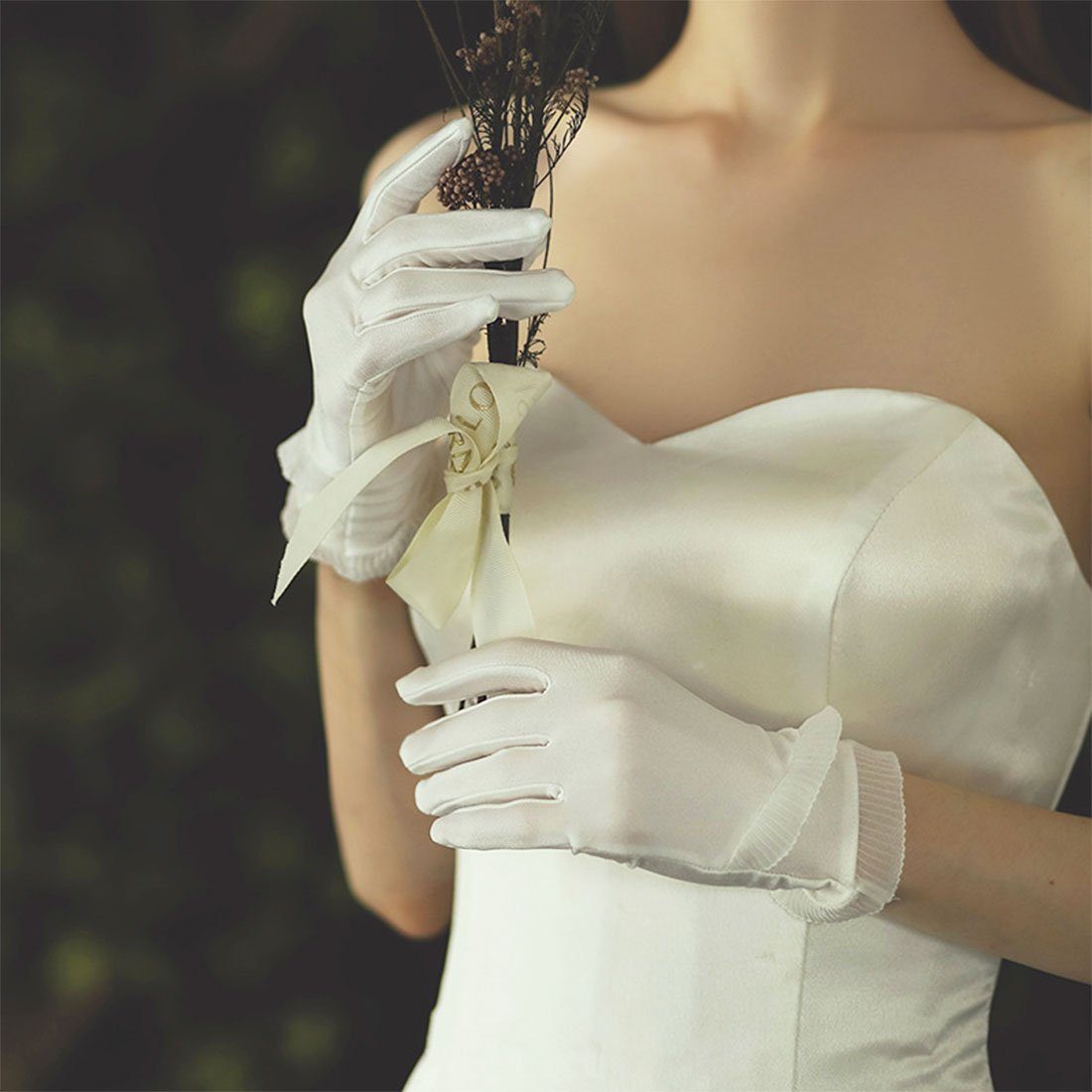 DÖRÖY Abendhandschuhe Satinhandschuhe für Brautkleider, einfache und elegante Handschuhe