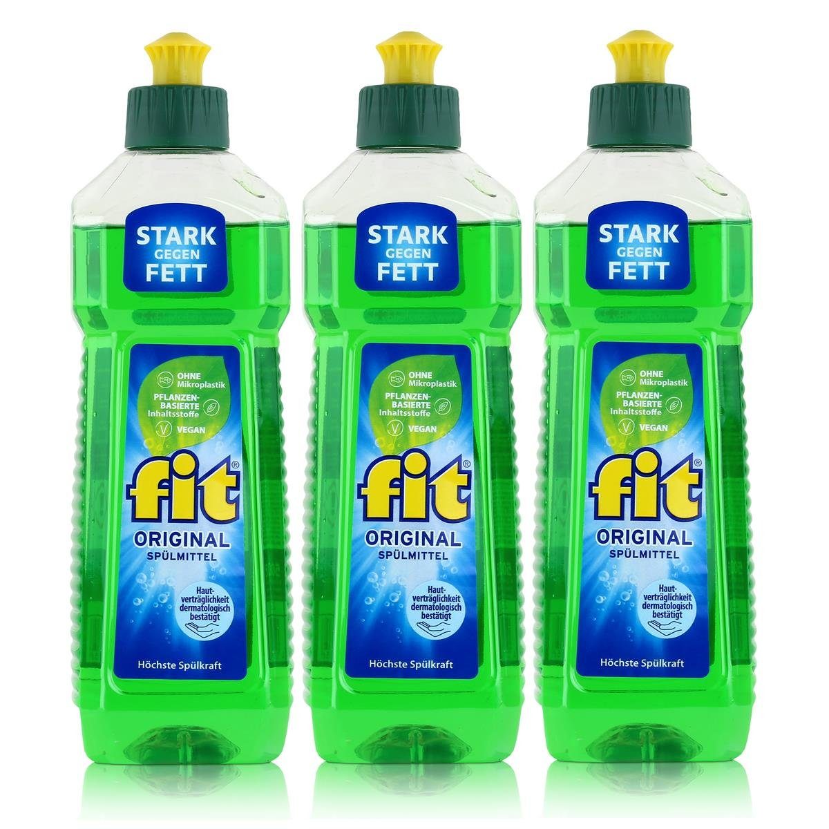 FIT fit Original Spülmittel 500ml - Stark gegen Fett (3er Pack) Geschirrspülmittel