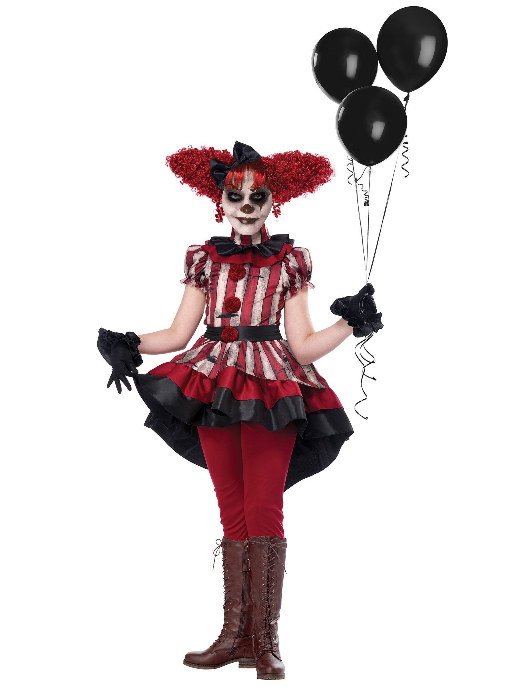 Kostüm Killerclown-Kostüm für Mädchen Halloweenkostüm beige-rot