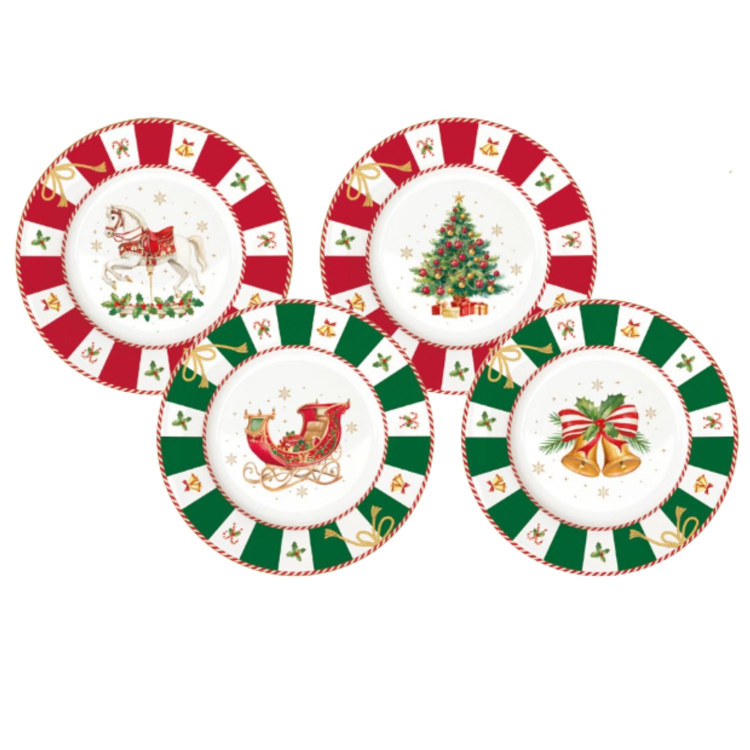 EasyLife Kuchenteller Christmas Tale, Handwäsche, Mehrfarbig, Motiv: Schaukelpferd