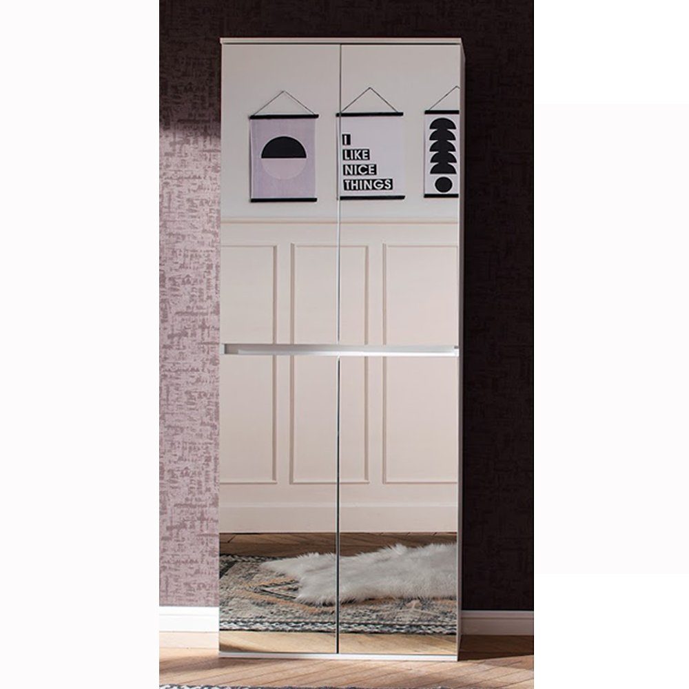 trendteam Spiegelschrank Mirror Spiegelschrank Spiegeltüren Garderobenschrank Weiß 74x191x34cm