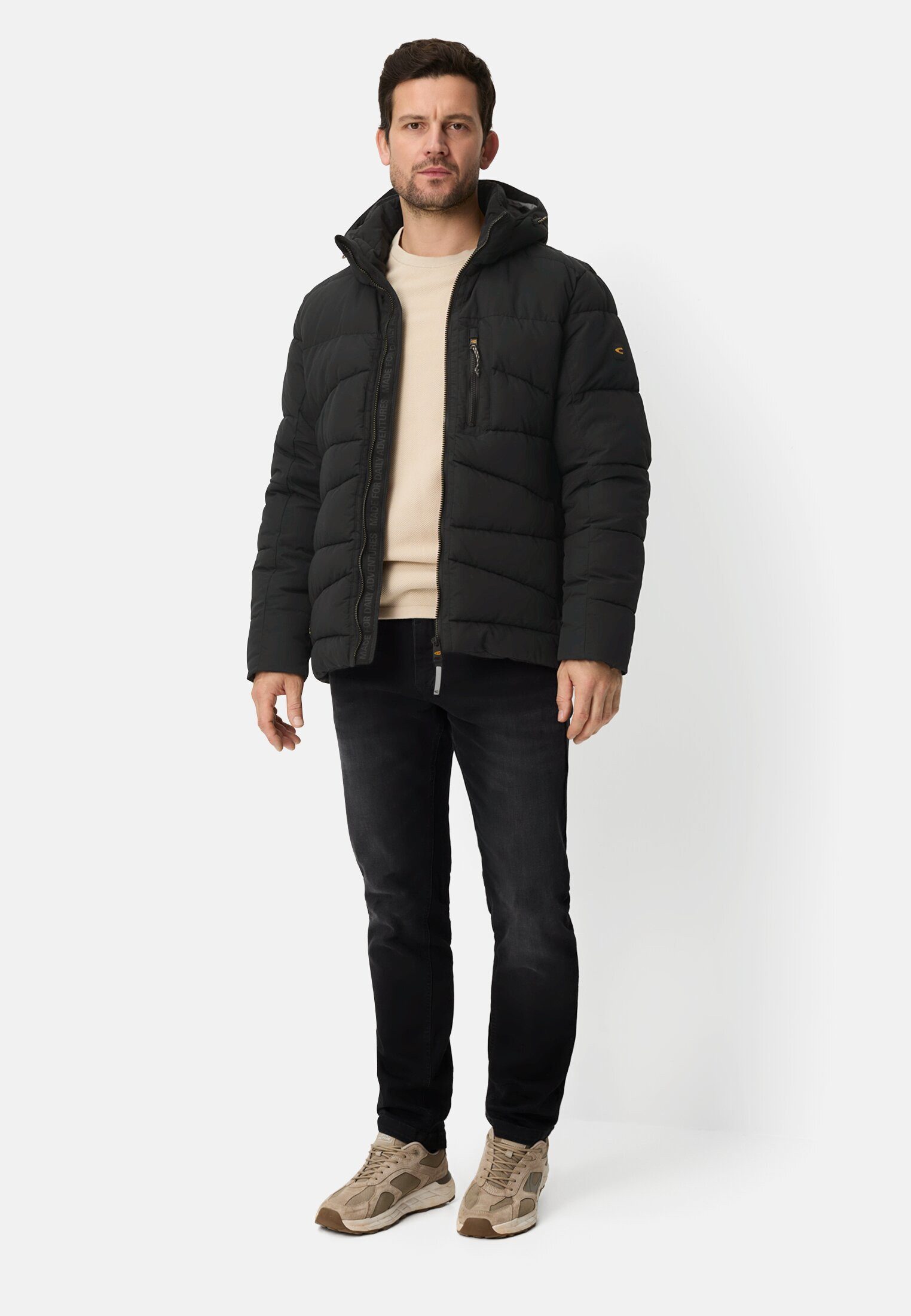 camel active Winterjacke mit abnehmbarer Kapuze Langarm