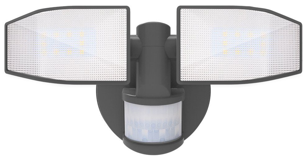 LED LED Batterie Strahler mit schwenkbaren und Northpoint Wandstrahler Köpfen Bewegungsmelder Grau