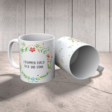 Mr. & Mrs. Panda Tasse Zusammen durch dick und... - Geschenk, Kaffeebecher, Tasse Sprüche, T, Keramik