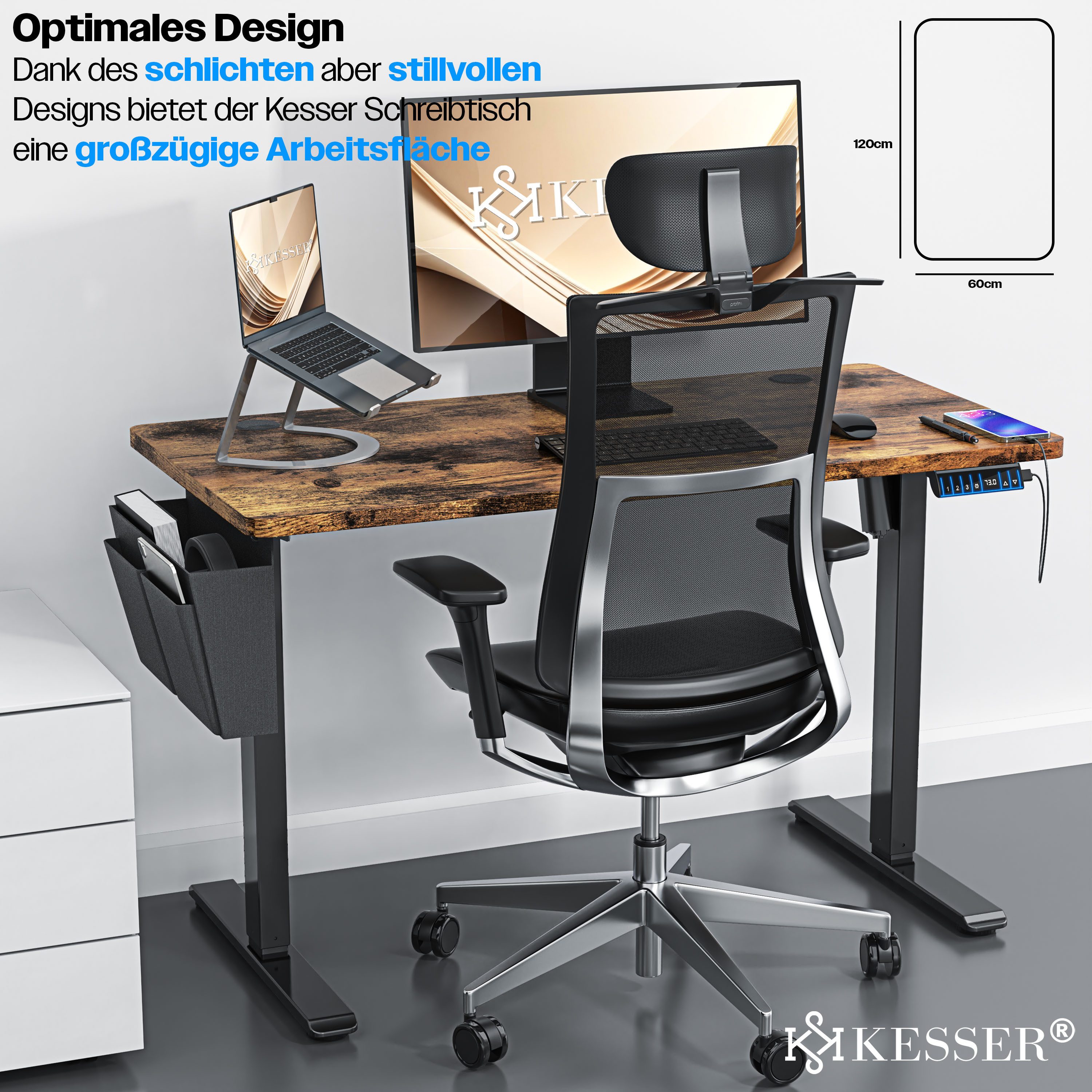 KESSER Schreibtisch, elektrischer & Höhenverstellbarer Computertisch für Home & Office