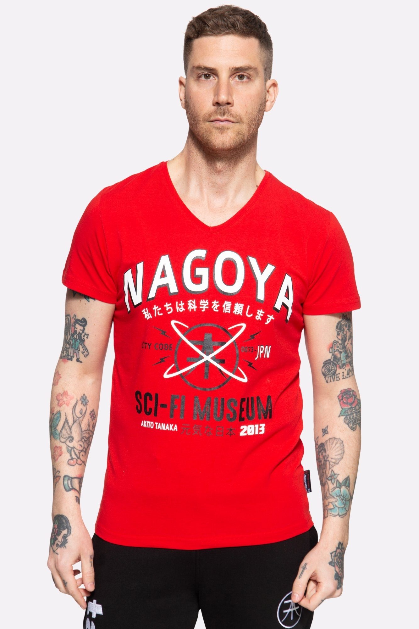 Akito Tanaka T-Shirt City Code mit Kontrast-Print rot