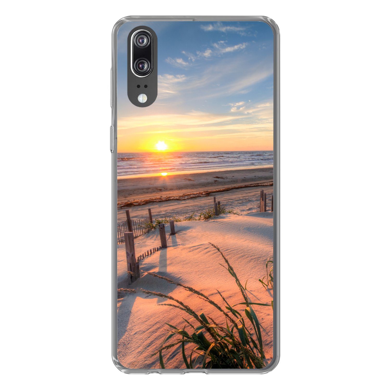 MuchoWow Handyhülle für Huawei P20 Strand - Meer - Düne - Sonnenuntergang - Landschaft, Handy Case, Silikon, Bumper Case Dünn