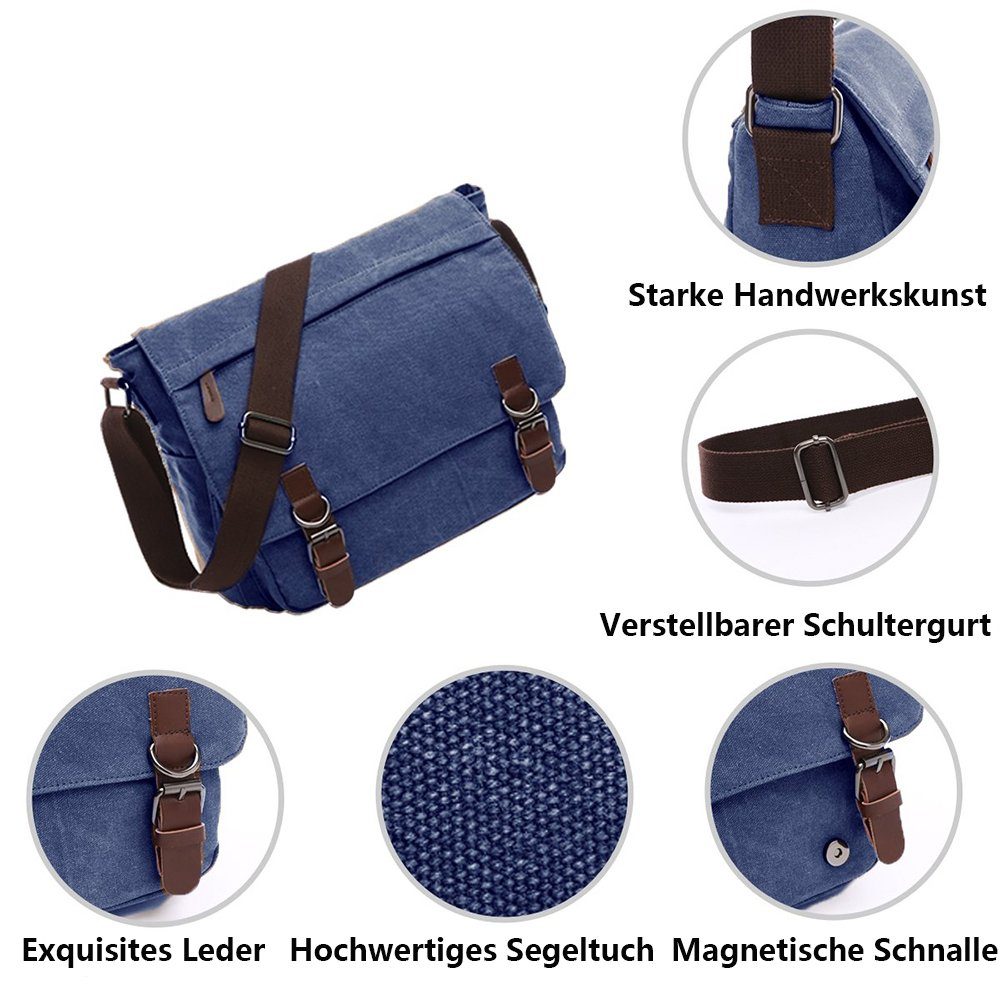 Laptoptasche Messenger Umhängetasche Schultertasche, Blau Schultertasche Bag Kuriertasche GelldG