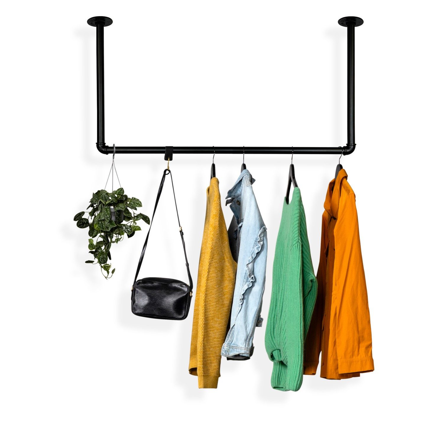 RSR Hangers Kleiderstange U-Form Garderobe Industrial Design Deckenmontage Schwarz – Bild 2 von 5
