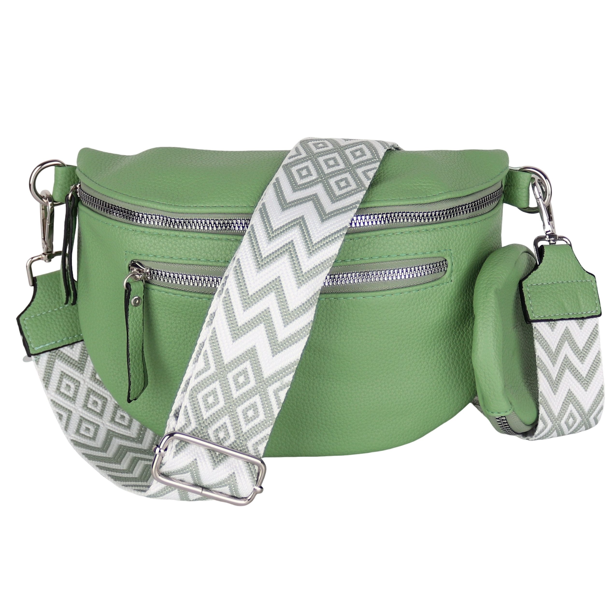 MIRROSI Bauchtasche Damen Сумки, Umhängetasche, Brusttasche, 27x19x9cm Veganes Leder (Schultertasche für jeden Anlass, inkl.1x Münzbeutel), Crossbody Bag, Bohemian gemusterten& verstellbaren Schulterriemen