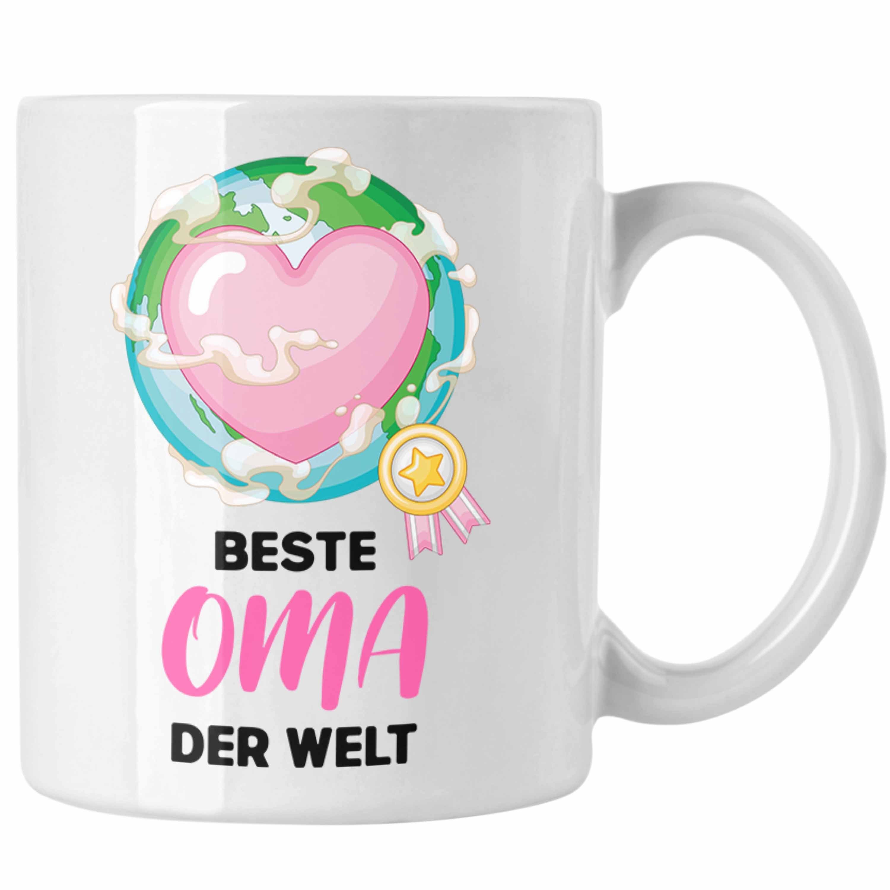 Trendation Tasse Trendation - Beste Oma Der Welt Geschenk Tasse Kaffeetasse Spruch Lustig von Enkel zum Geburtstag Weihnachten Weiss