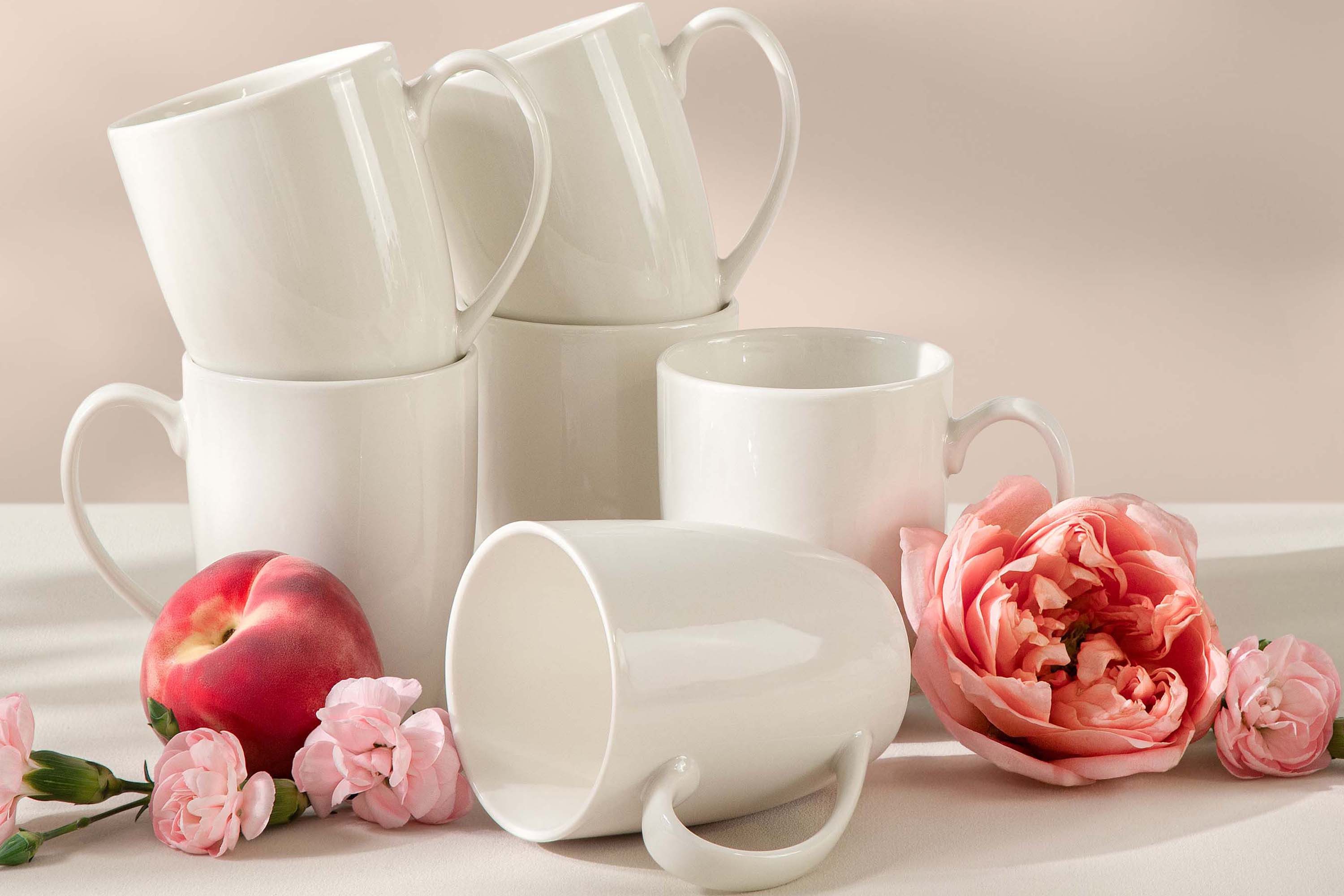 KONSIMO® Tasse AD BELLA Чашки-Set, Kaffeetassen, Кружки-Set, Hartporzellan, Porzellan, spülmaschinengeeignet, mikrowellengeeignet, ecrufarben