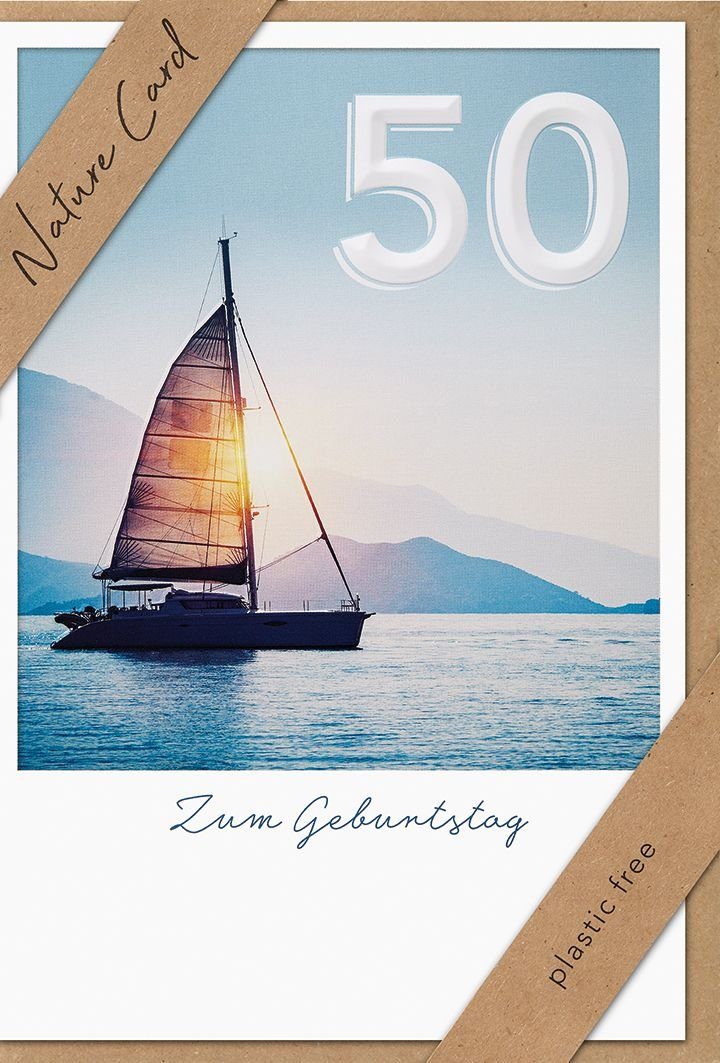 BSB Klemmen Geburtstagskarte Zahl 50 - Natur Card, inkl. Umschlag