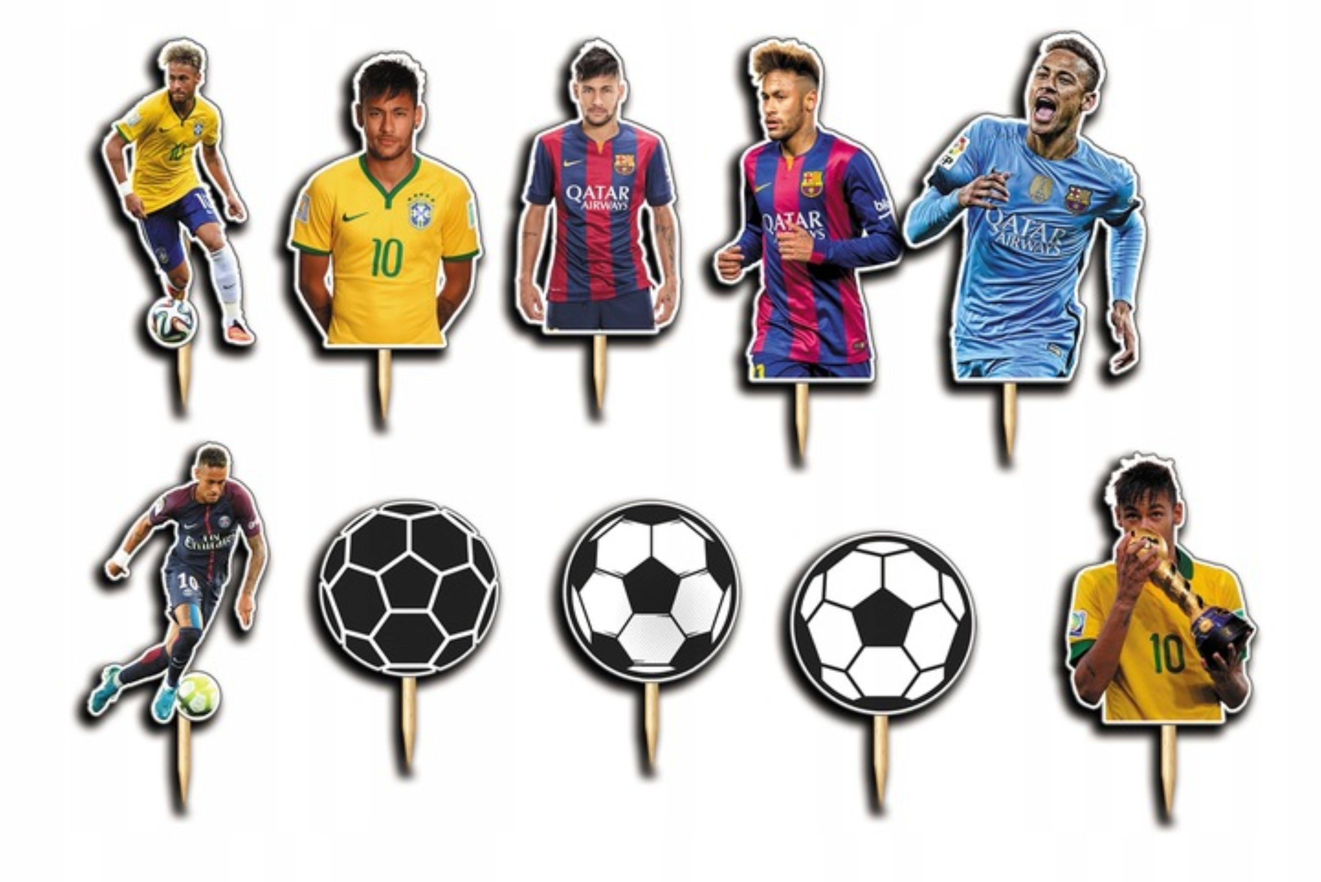 Festivalartikel Tortenstecker Kuchen Topper Set Fußball Neymar – 10 Stück Tortendeko, (1-tlg)