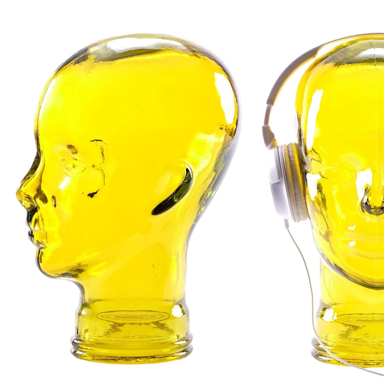 DESIGN DELIGHTS Skulptur Glas KOPFHÖRERSTÄNDER MICK gelb transparent, 29cm günstig online kaufen