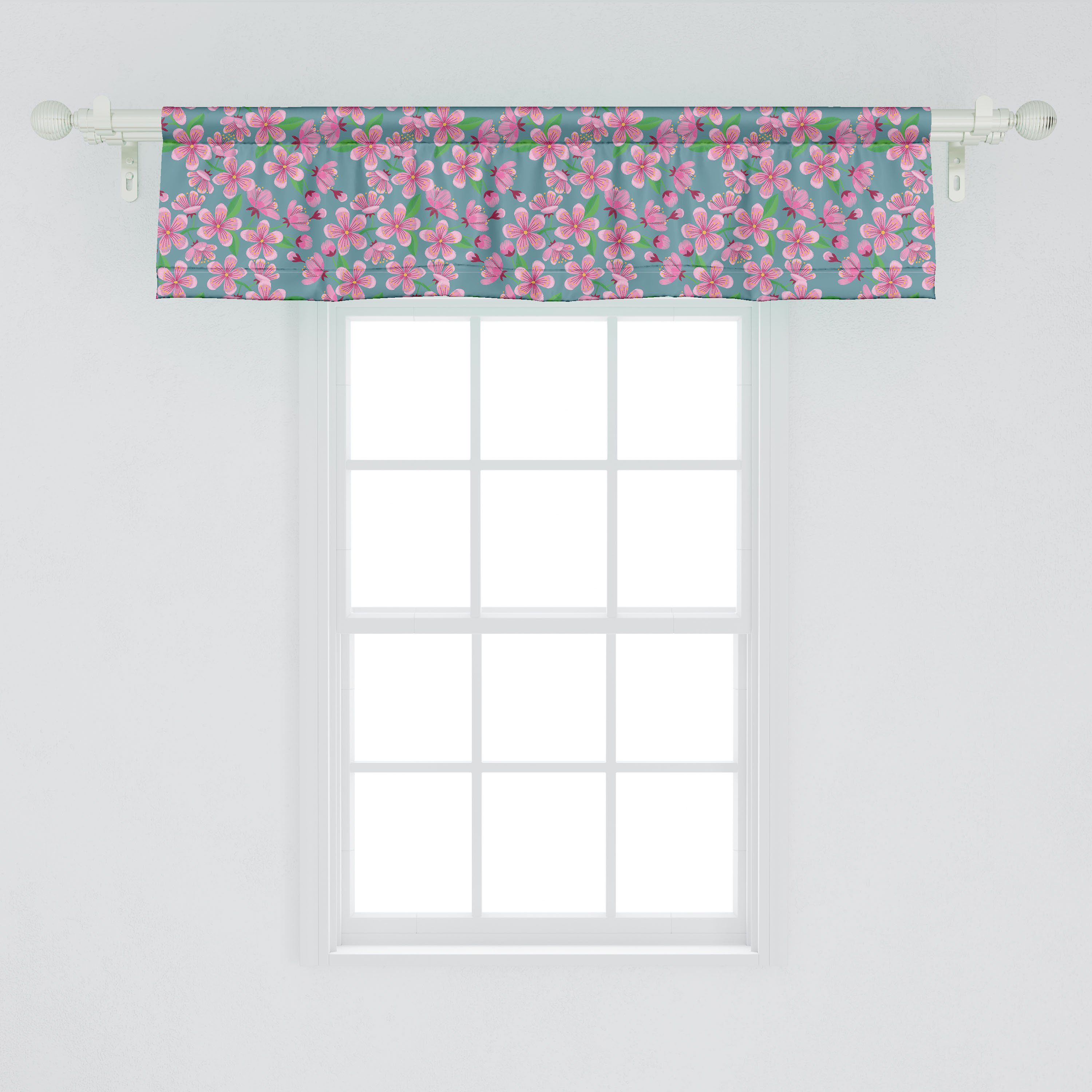 Microfaser, Volant Küche Schlafzimmer Dekor Hoffnung mit für Stangentasche, Scheibengardine Abakuhaus, Kirschblüte und Erneuerung Vorhang
