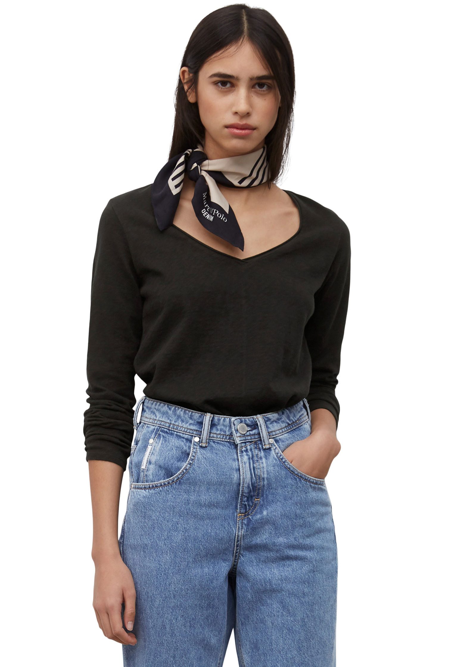 Marc O'Polo DENIM Langarmshirt mit Rollkante günstig online kaufen