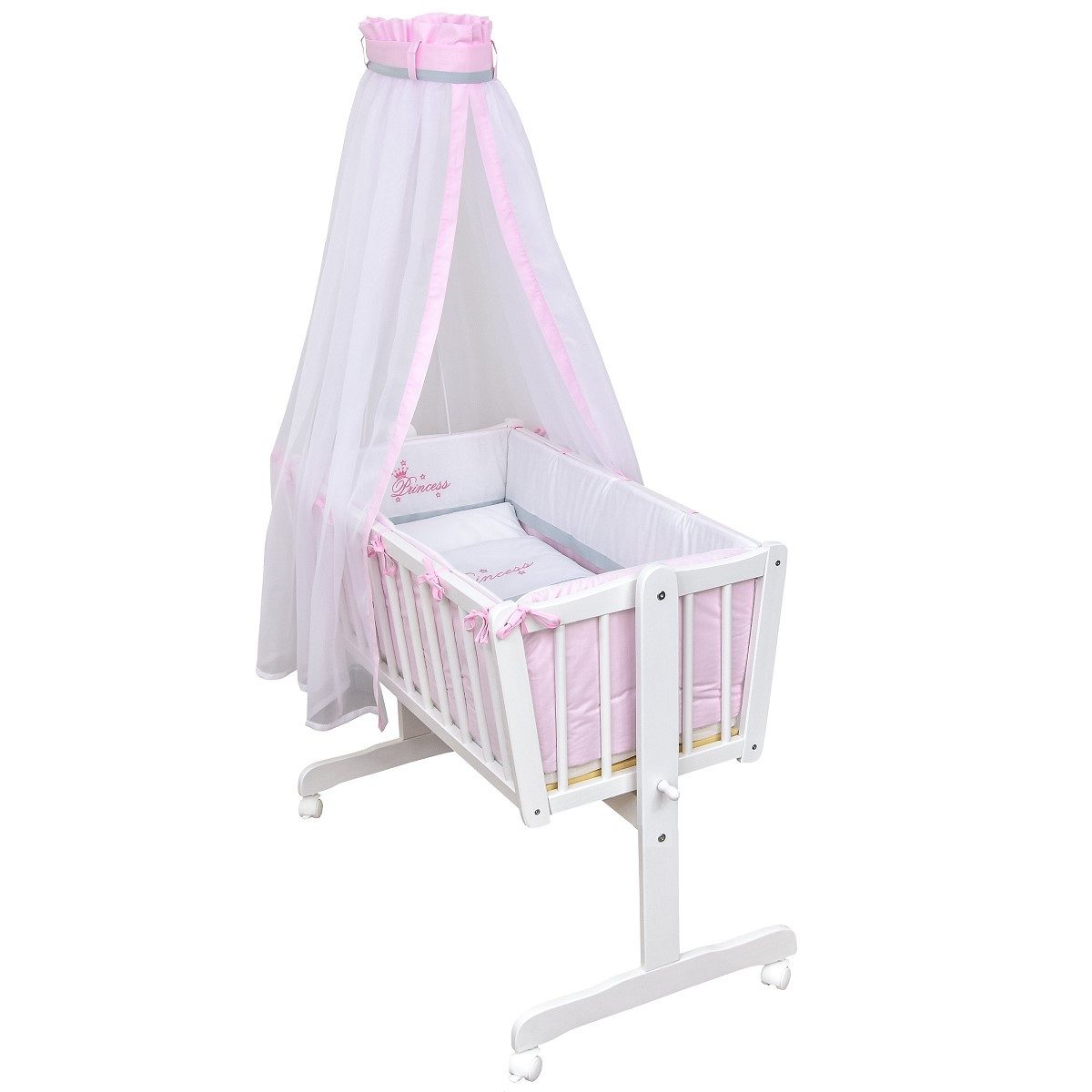 Baby-Delux Stubenbett Babywiege Komplettset, Schaukelwiege Weiß 90x40cm Kom günstig online kaufen