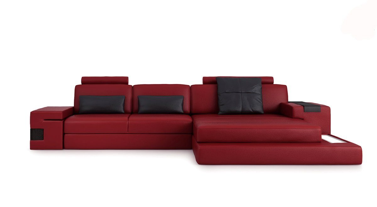 JVmoebel Ecksofa, Design Ecksofa Sofa Couch Polster Eckgarnitur Ledersofa Sofas Couch Rot