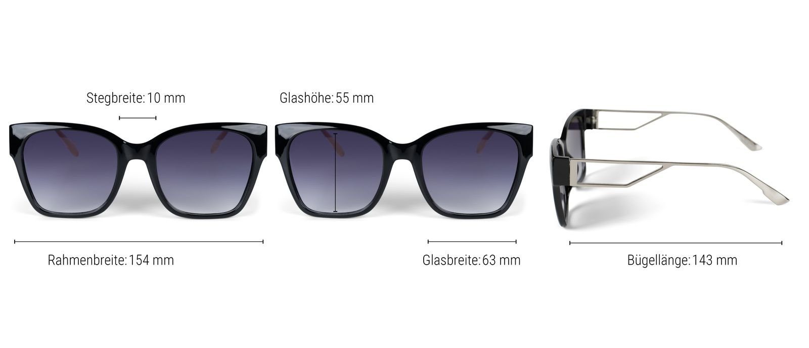 styleBREAKER Sonnenbrille Gestell Getönt Grau / Verlauf Glas (1-St) Schwarz-Silber