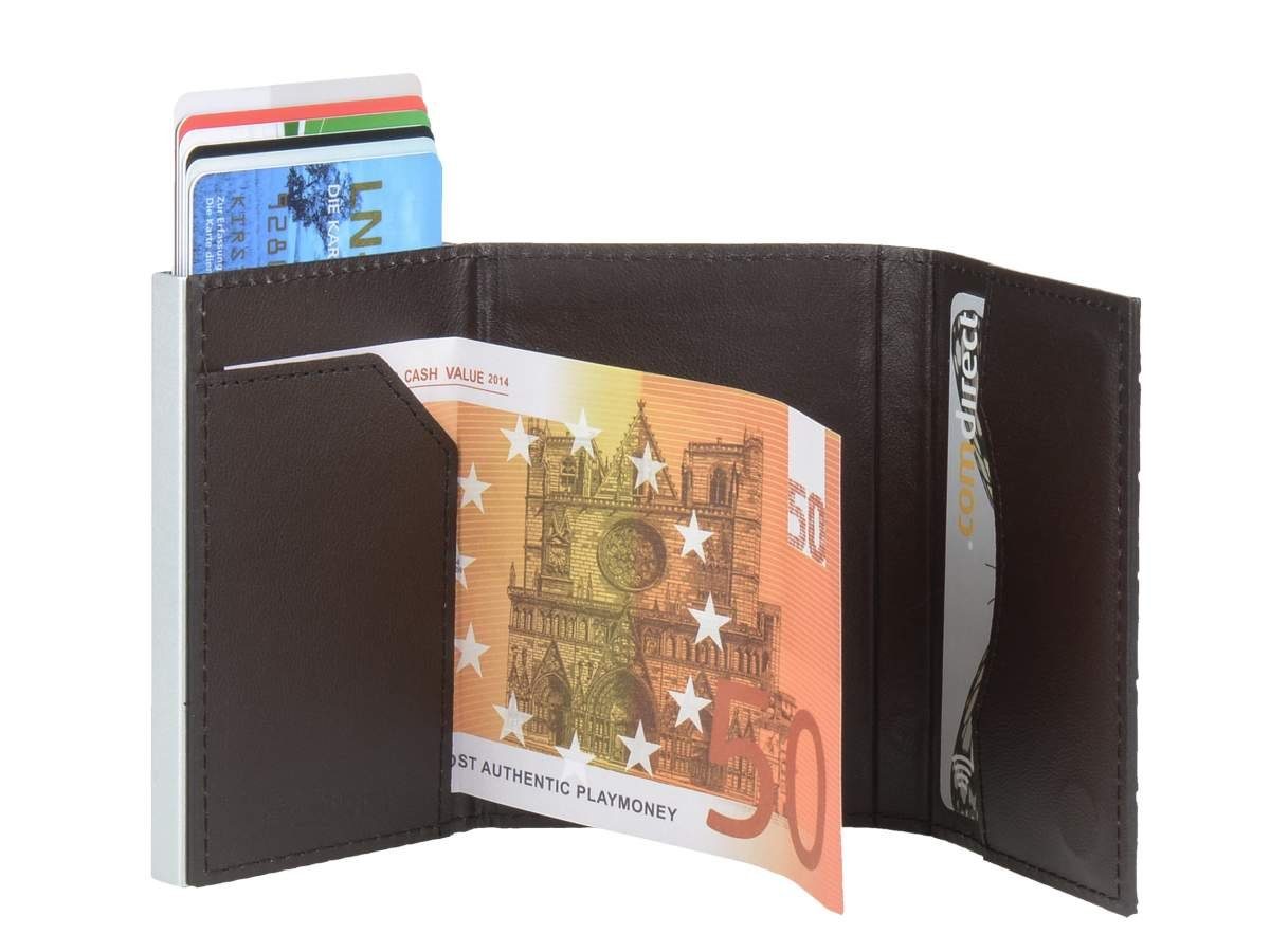 Schutz Kartenetui mit croco-silver Kartenbörse, RFID Kartenetui Alucase Ögon Minibörse, Cascade,