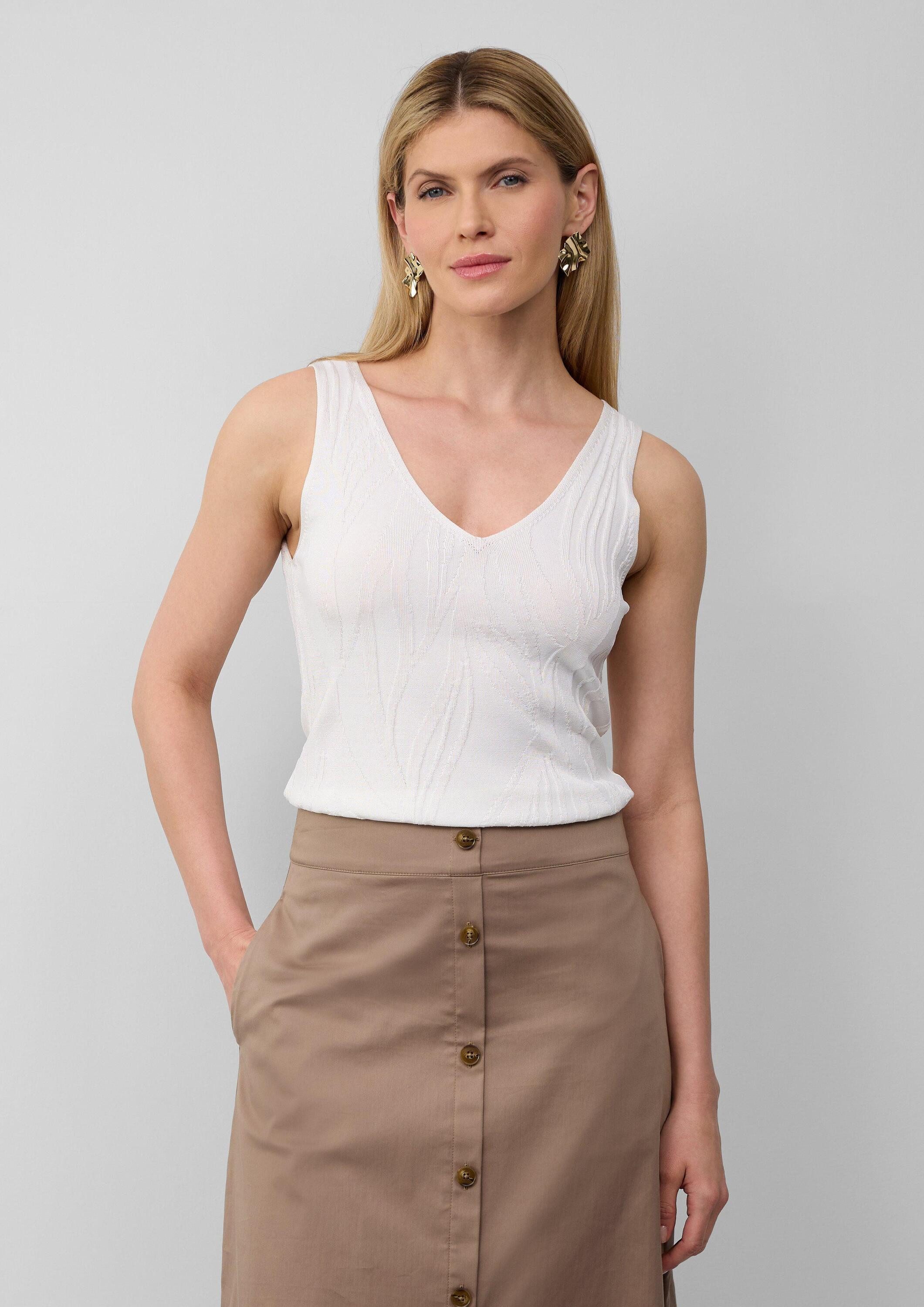 s.Oliver Muskelshirt Strickpullunder Slim-Fit-Top aus Feinstrick mit V-Ausschnitt