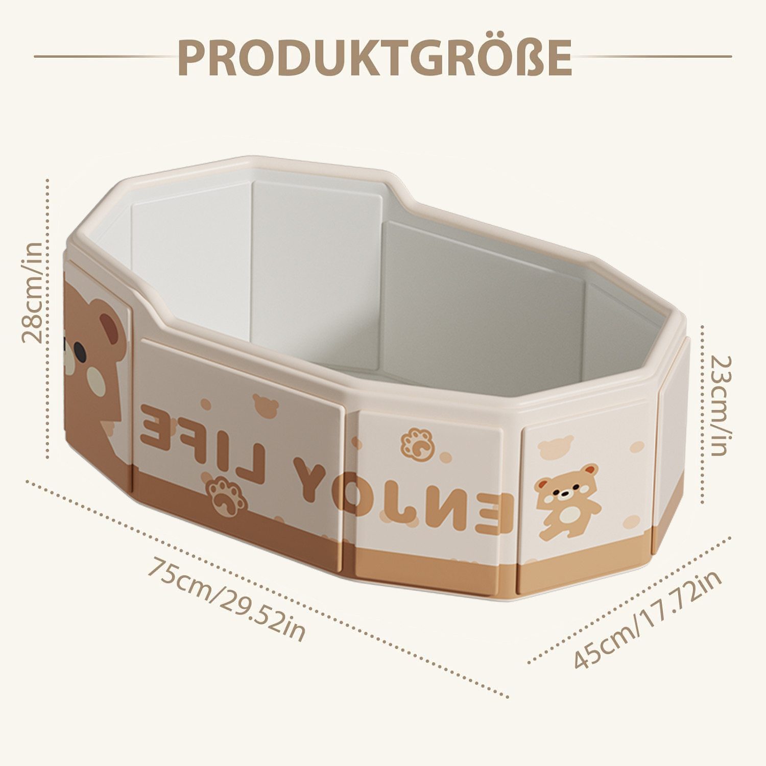 FANNOU Badewanne Faltbare Badewanne für Kinder, 75 x 45 x 23-28 cm, Große Kleinkind Badewanne, Tragbares Waschbecken für 0-8 Jahre