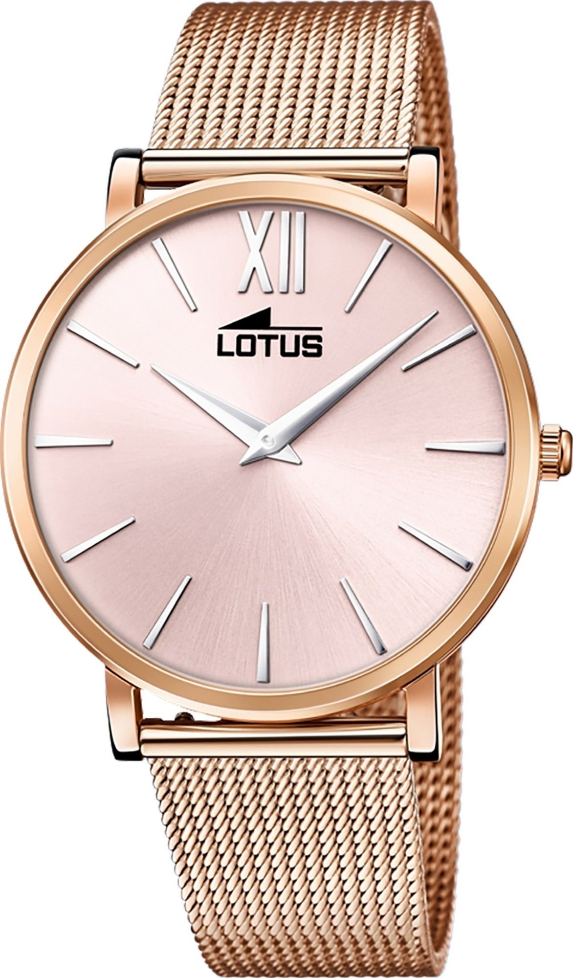 Lotus Quarzuhr Lotus Damen Armbanduhr Smart Casual, Damenuhr rund, mittel (ca. 38mm) Edelstahlarmband rosegold
