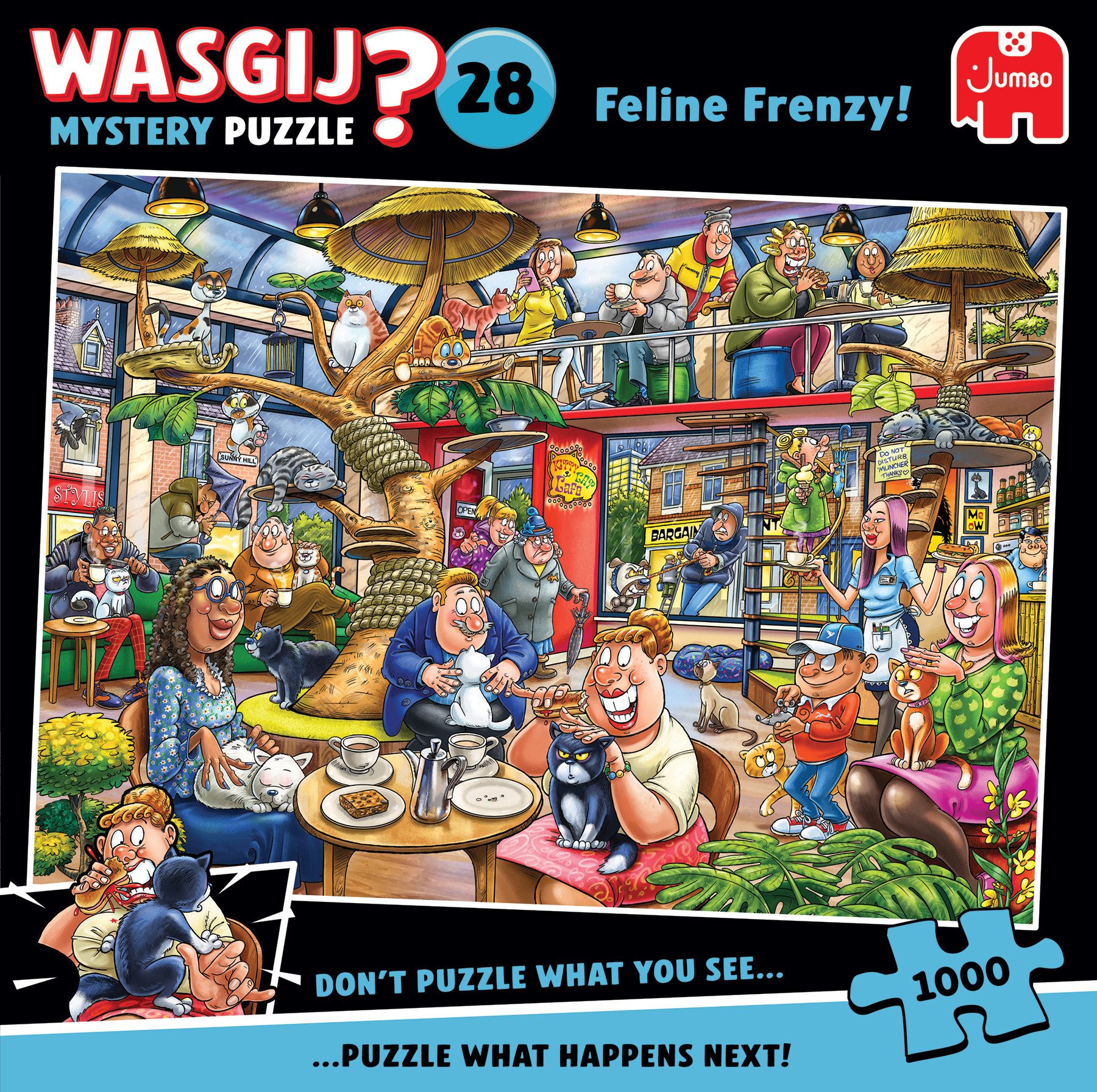 Jumbo Spiele Puzzle Wasgij Mystery 28 Feline Frenzy 1000 Teile Puzzle, 1000 Puzzleteile, Made in Europa