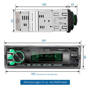 XOMAX XM-R265 Autoradio mit Bluetooth, 2. USB mit Ladefunktion SD AUX 1 DIN Autoradio