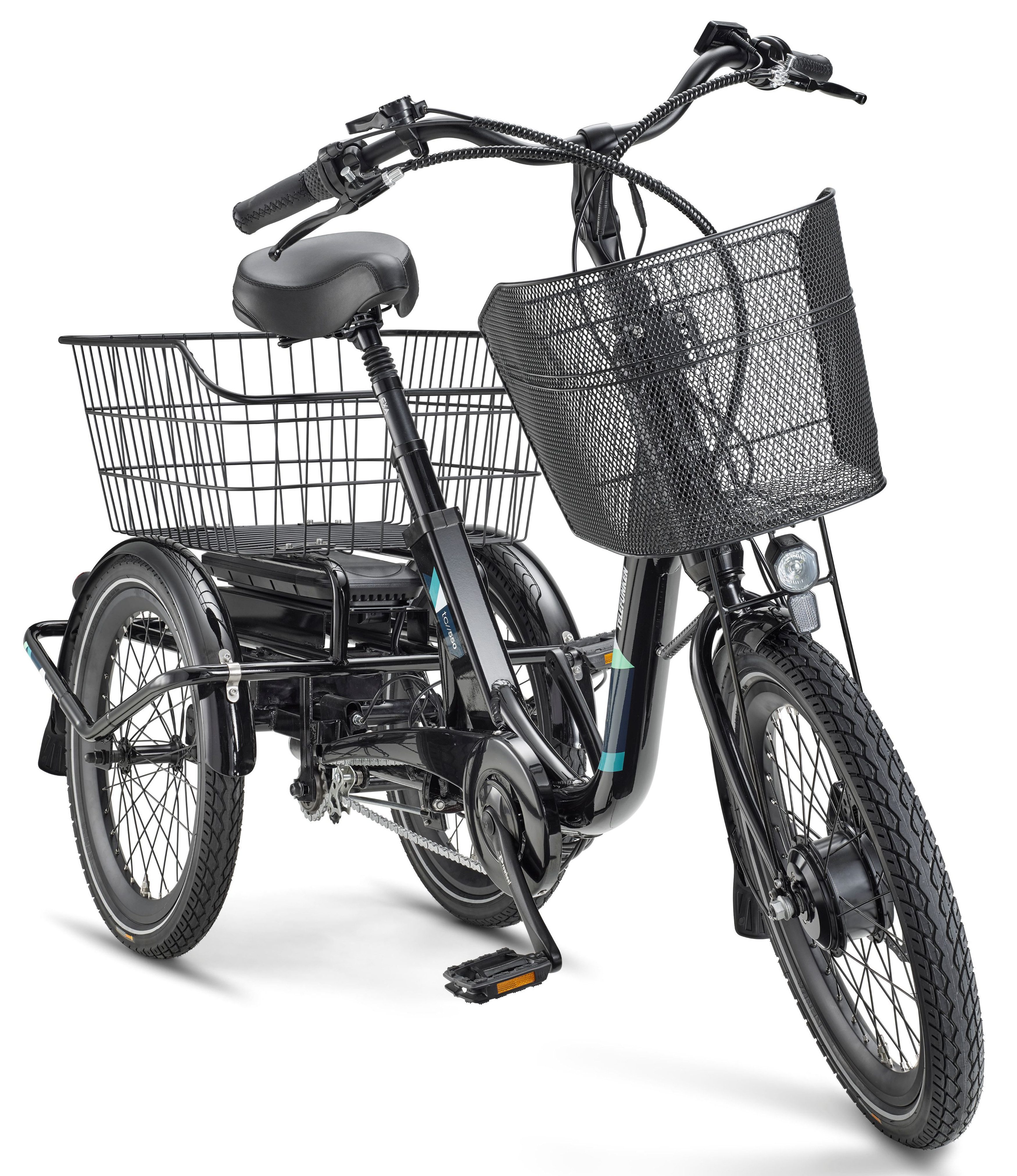 Telefunken E-Bike Dreirad TC550, 3 Gang Shimano Nexus Schaltwerk, Nabenschaltung, Frontmotor, 536,5 Wh, tiefer Einstieg, Pedelec, inkl. Einkaufskorb