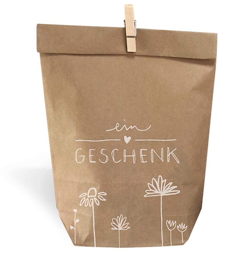 Eine der Guten Verlag Geschenkpapier 24 Geschenktüten - "ein Geschenk" - mit 24 FSC-Holz Miniklammern