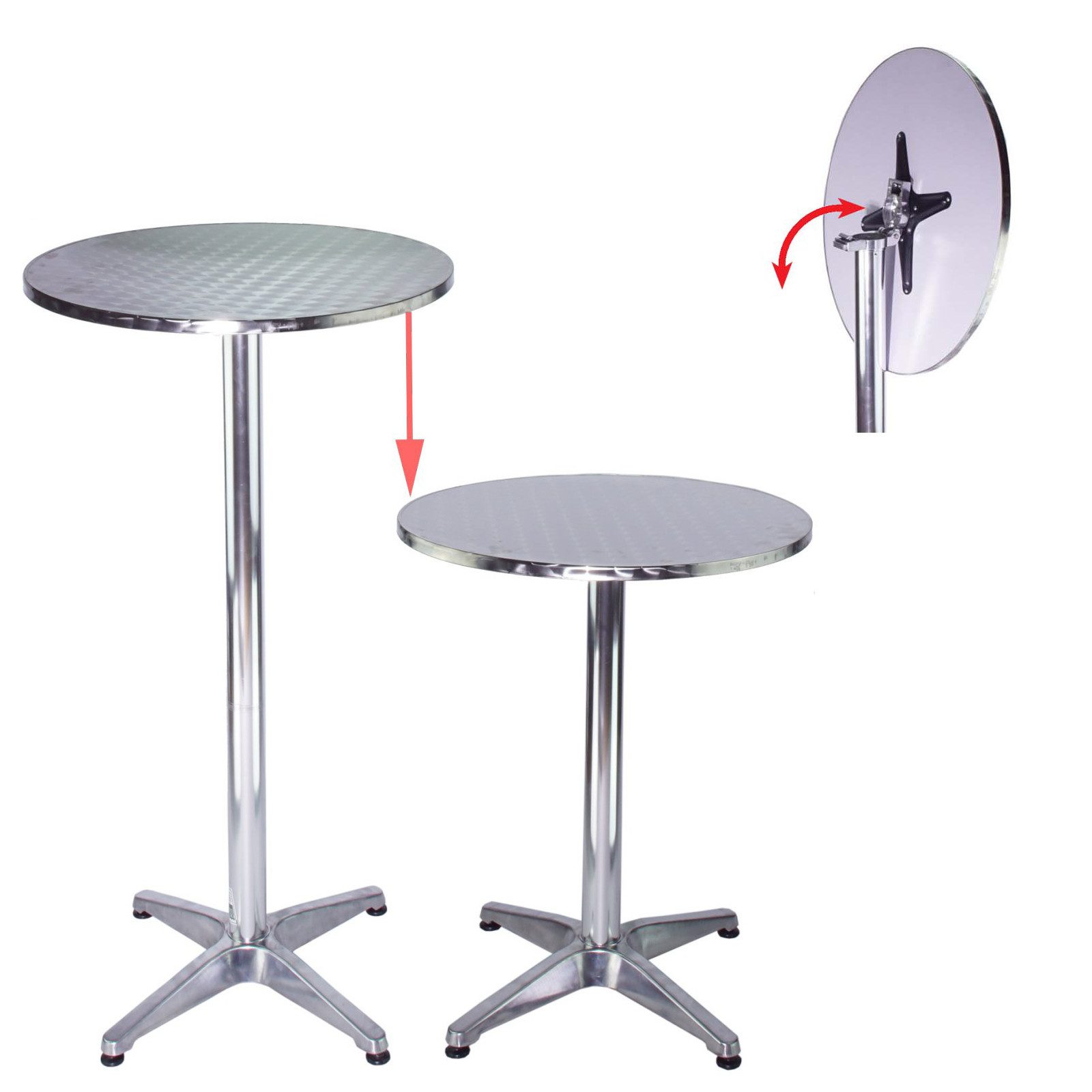 TRUTZHOLM Bistrotisch Stehtisch 2in1 höhenverstellbar 70/115cm Ø60cm Alumin günstig online kaufen